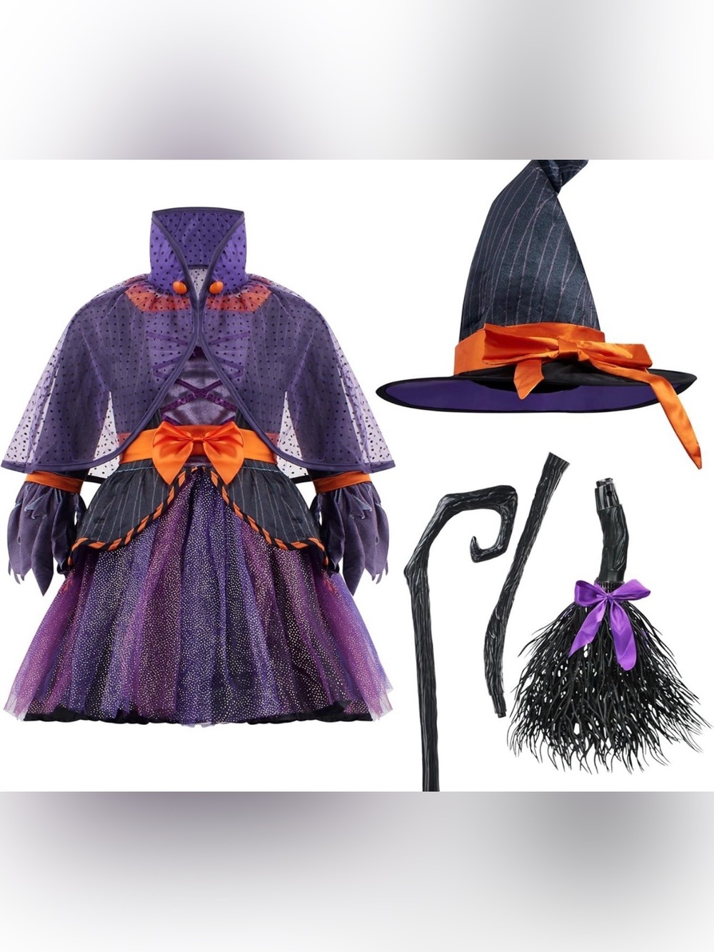 Spooktacular Creations Witch Costume Girls 3T Purple Orange Halloween